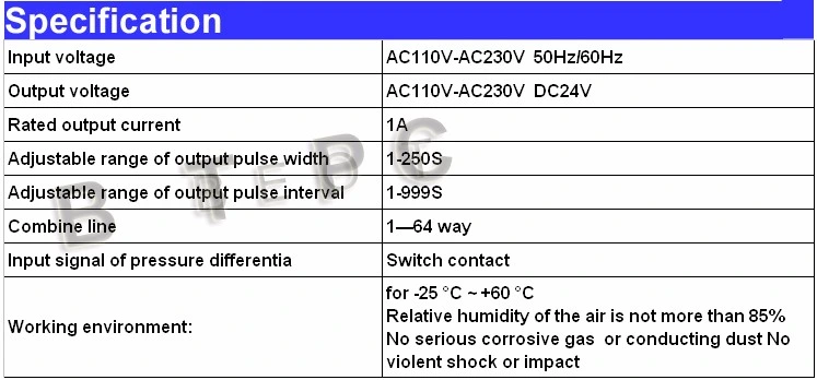 220V 24V Dust Collector Solenoid Valve Timer up to 100 Channels