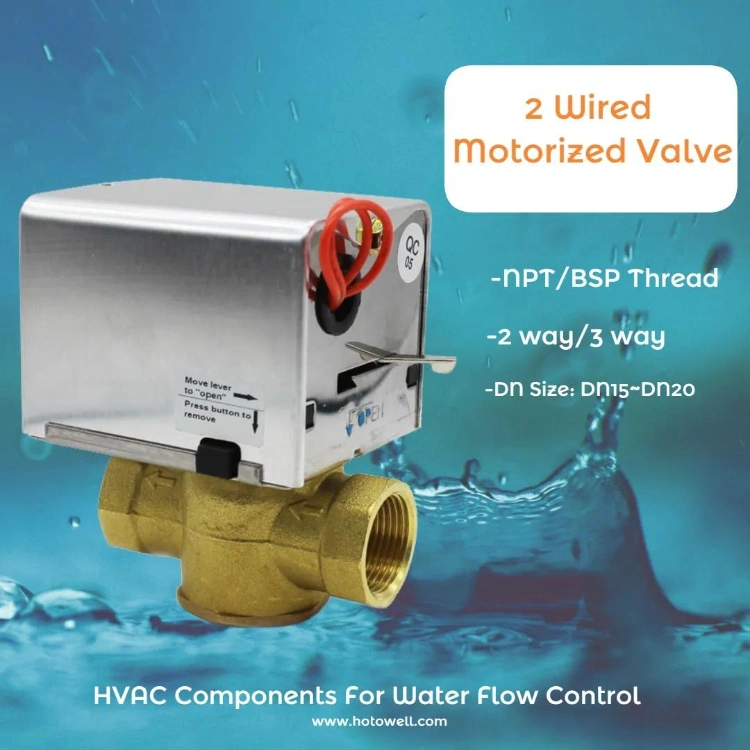 High Quality Water Flow Control 2 Wired Motorized Valve with Ntc Sensor Htw-W27